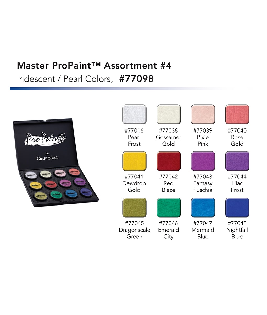 Master ProPaint™ Box 4, Iridescent-Pearl Colors – Graftobian Make-Up Company